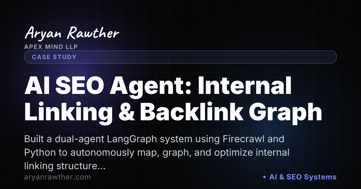 AI SEO Agent: Internal Linking & Backlink Graph — Case Study | Aryan ...